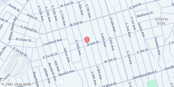 Map showing Mount Vernon Neighborhood Health Center at 107 W 4th St, Mount Vernon, NY