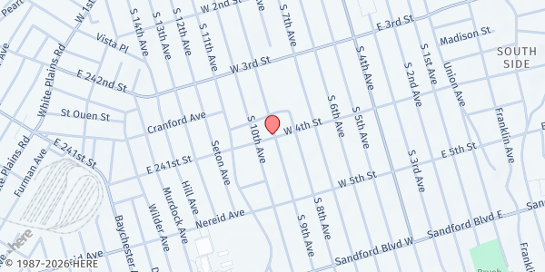 Map showing Mount Vernon Neighborhood Health Center at 107 West 4th Street, Mount Vernon, NY