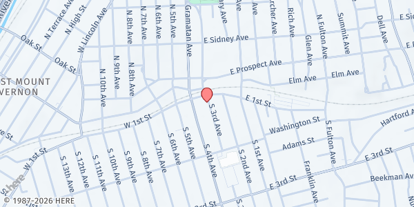 Map showing NEW LIFE FELLOWSHIP CHURCH FOOD PANTRY at 16 SOUTH THIRD AVENUE, MOUNT VERNON, NY