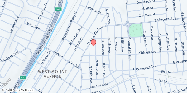 Map showing SAINTS JOHN, PAUL AND CLEMENT FOOD PANTRY at 126 South Ninth Avenue, MOUNT VERNON, NY