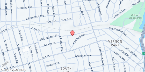 Map showing THE GUIDANCE CENTER at 256 WASHINGTON AVENUE, MOUNT VERNON, NY