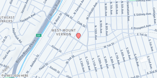 Map showing Upon This Rock Ministries FP at 14 M. Bond Street, Mount Vernon, NY