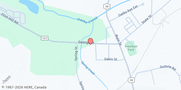 Map showing Food Relief Coalition at 957 George Street, Mumford, NY