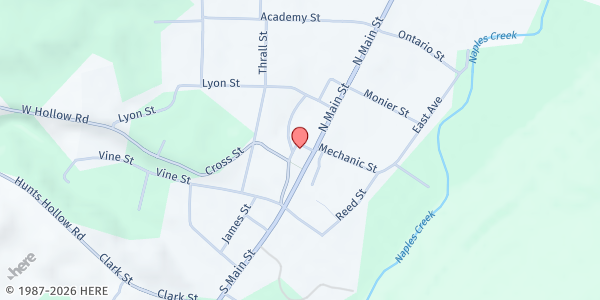 Map showing Naples Open Cupboard at 24 Mill Street, Naples, NY