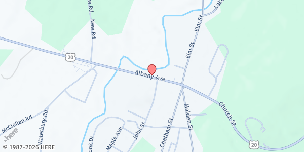 Map showing The Gathering Place at 24 Albany Avenue, Nassau, NY