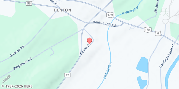 Map showing Soons Orchards Farm Stand at 23 Soons Circle, New Hampton, NY
