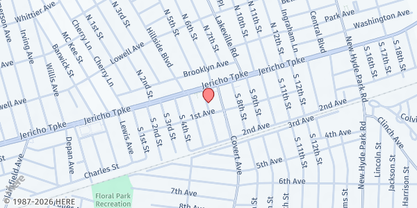 Map showing New Hyde Park Catholic Food Pantry at 16 S 6th St, New Hyde Park, NY