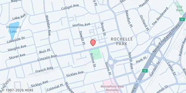 Map showing NEW ROCHELLE COMMUNITY ACTION PROGRAM SOUP KITCHEN at 95 Lincoln Avenue, NEW ROCHELLE, NY