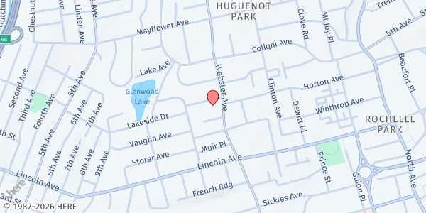 Map showing New Rochelle Seventh Day Adventist Church at 456 Webster Avenue, New Rochelle, NY