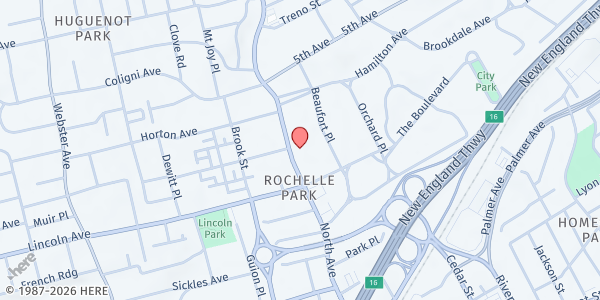 Map showing Refuge of Hope - New Rochelle at 475 North Avenue, New Rochelle, NY