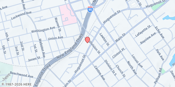 Map showing Union Baptist Church at 311 Huguenot Street, New Rochelle, NY