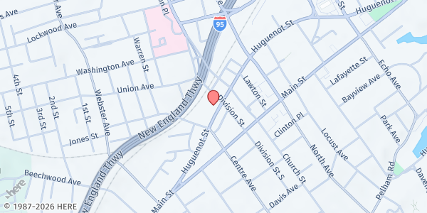 Map showing UNION BAPTIST CHURCH FOOD PANTRY at 311 Huguenot Street, New Rochelle, NY