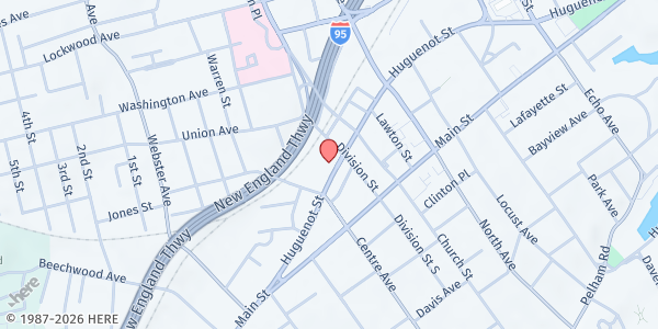 Map showing UNION BAPTIST CHURCH FOOD PANTRY at 311 HUGENOT STREET, NEW ROCHELLE, NY