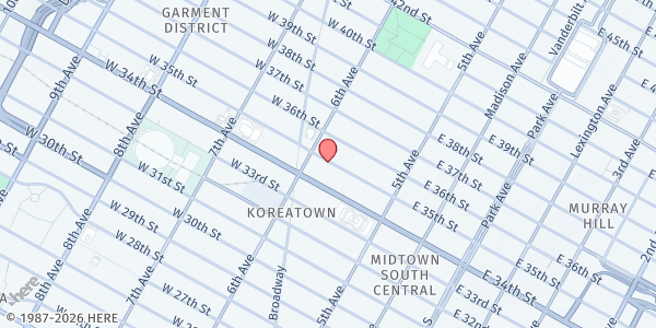 Map showing AIDS Service Center of Lower Manhattan, Inc. - Main Location at 64 WEST 35TH STREET 3RD FLOOR, New York, NY