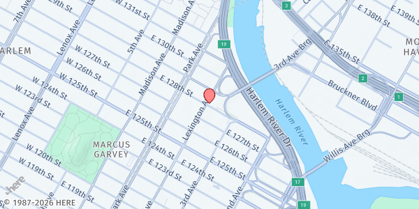 Map showing Art in the Park - E 128th St at E 128th St, New York, NY
