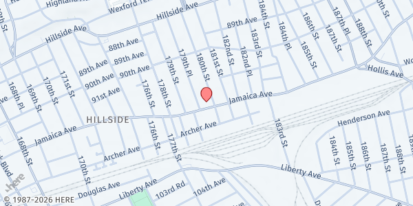 Map showing Bethesda Missionary Baptist Church at 179-09 Jamaica Ave, New York, NY