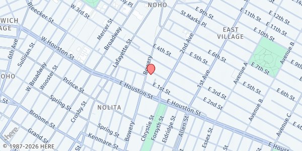 Map showing BRC - The Palace at 315 Bowery, New York, NY
