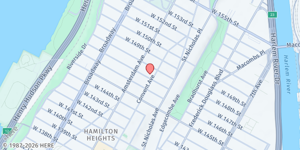 Map showing Church of the Crucifixion - Food Pantry at 440 Convent Avenue, New York, NY