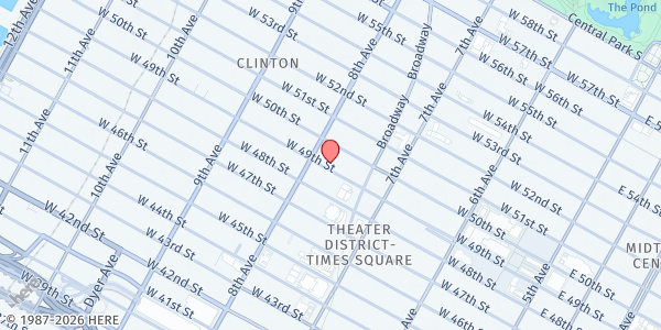 Map showing Encore Community Services - Main Office at 239 West 49th Street, New York, NY