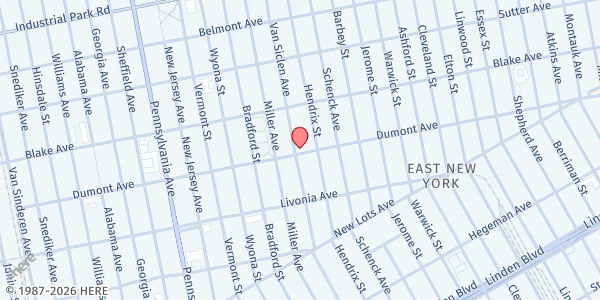 Map showing Fellowship Missionary Baptist Church at 509 Van Siclen Ave, New York, NY
