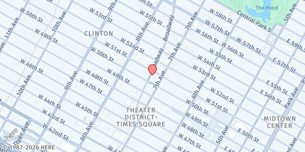Map showing Grand Central Food Program, SW corner 51st St. & Broadway at 1634 Broadway, New York, NY