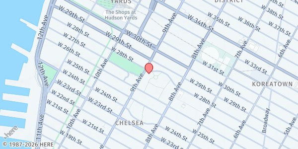 Map showing Holy Apostles Soup Kitchen and Pantry at 296 Ninth Avenue, New York, NY