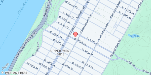Map showing Holy Name of Jesus Food Pantry at 207 W 96th St., New York, NY