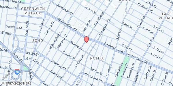 Map showing Housing Works Food Pantry at 594 Broadway, New York, NY