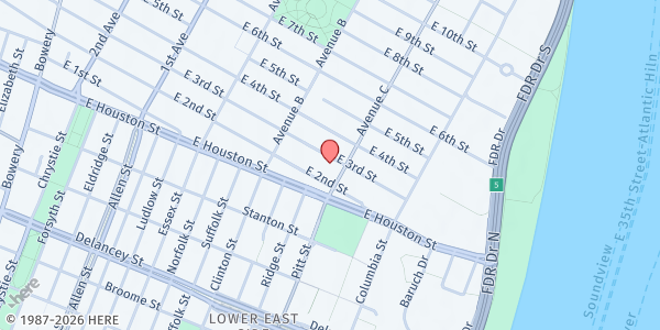 Map showing Iglesia Pentecostal El Divino Maestro at 250 E 3rd St., New York, NY
