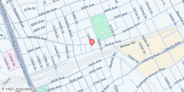 Map showing Jamaica Community Fridge at 92-15 149th Street, New York, NY