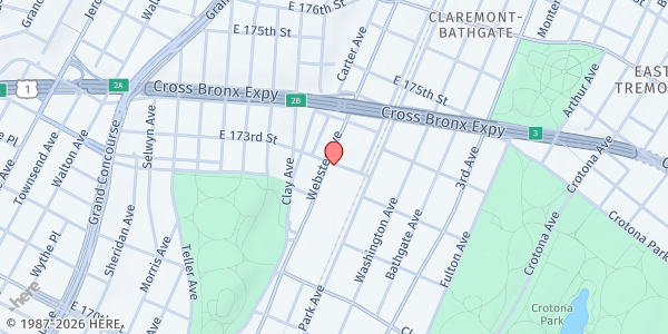 Map showing Joshua And Caleb Ministries Inc at 1688 Webster Ave, New York, NY