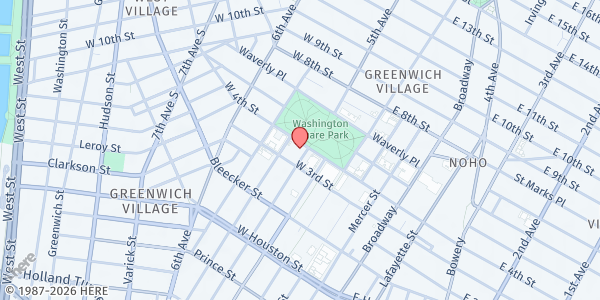 Map showing Judson Memorial Church at 55 Washington Square S, New York, NY