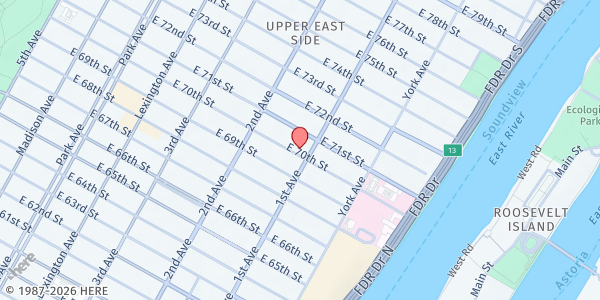 Map showing Lenox Hill Senior Center at 341 E 70th St, New York, NY