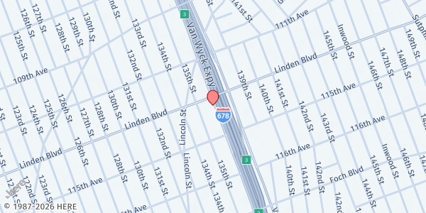 Map showing Leviticus Church / Five Loaves Two Fish Food Program at 114-12 Van Wyck Expy, New York, NY