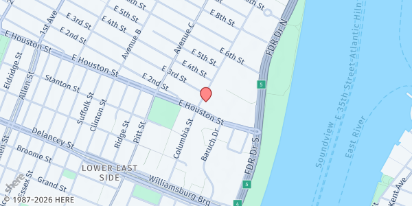 Map showing Lillian Wald Food Pantry at 12 AVENUE D, New York, NY