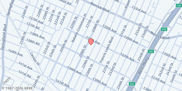 Map showing Linden SDA Church Community Services at 228-20 137th Ave, New York, NY