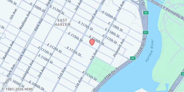Map showing LSA Family Health Service at 333 East 115th Street, New York, NY