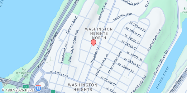 Map showing Met Council - Jewish Community of Washington Heights & Inwood at 121 BENNETT AVENUE #11A, New York, NY