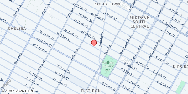 Map showing New Alternatives for Children, Inc. at 37 West 26th Street, 6th Floor, New York, NY