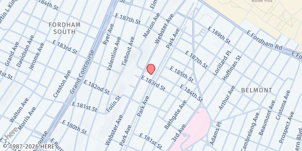 Map showing NH Thorpe Family Residence / Nazareth Housing at 406 EAST 184TH STREET, NEW YORK, NY