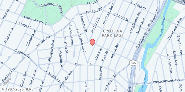 Map showing PATHHSEO Food Pantry at 1357 SOUTHERN BLVD, New York, NY
