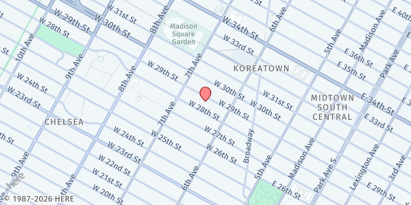 Map showing Praxis Housing Initiatives – Barbour Hotel at 130 West 29th Street, New York, NY