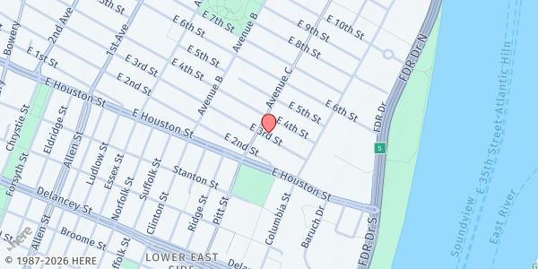 Map showing Ryan-NENA Community Health Center WIC at 279 East 3rd St, New York, NY