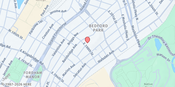Map showing Serviam Gardens at 323 E 198th St, New York, NY