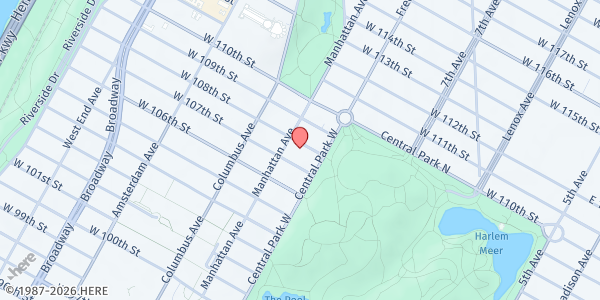 Map showing Southern Baptist Church at 12-16 West 108th Street Floor 1, New York, NY