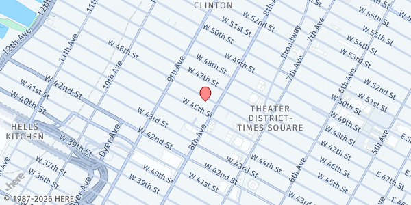 Map showing St. Lukes Lutheran Church at 308 West 46th Street, New York, NY