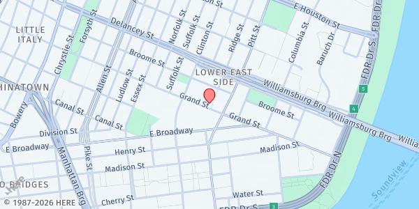 Map showing St. Mary's Church, St. Vincent Pantry at 440 Grand St, New York, NY