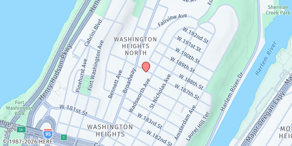 Map showing STAR Older Adults Center at 650 West 187 Street, New York, NY