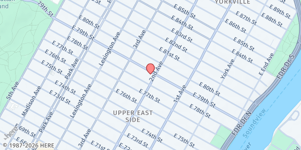 Map showing Temple Shaaray Tefila - Soup Kitchen at 250 EAST 79TH STREET, New York, NY