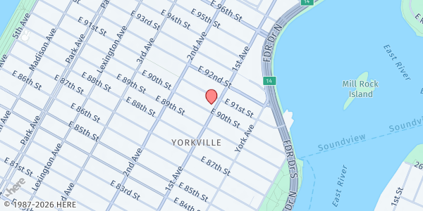 Map showing The Urban Outreach Center of NYC Inc. at 1745 1ST AVENUE, New York, NY